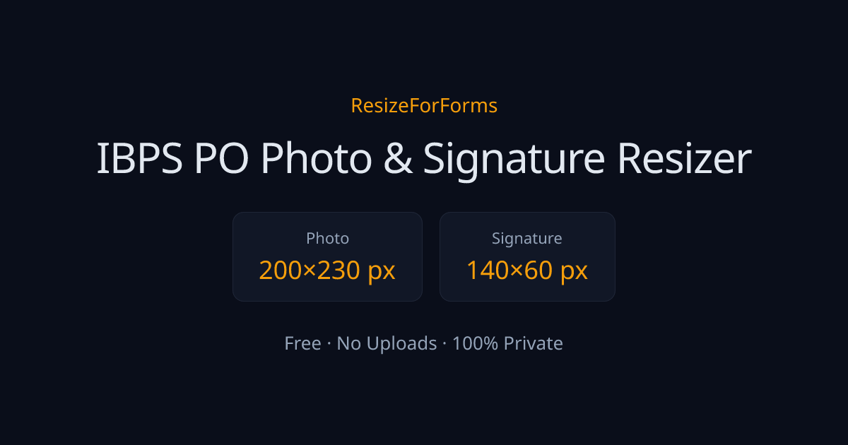IBPS PO Photo Size (200×230 px) & Signature Resizer | ResizeForForms